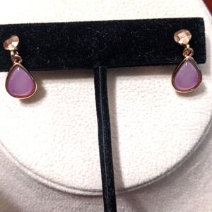 Earrings by Liz Claiborne Purple {Lavender} & Gold Pierced   {Stamped}